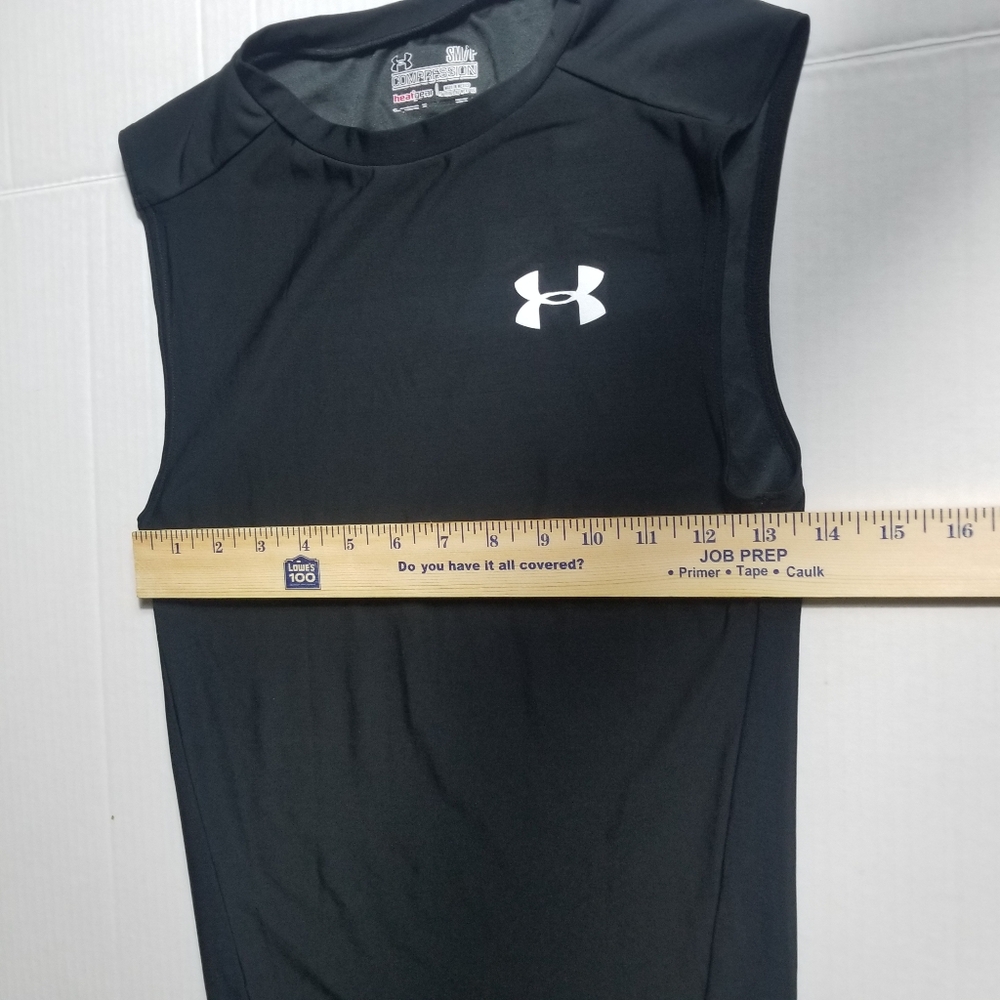 UNDER ARMOUR MEN'S BLACK WITH WHITE COMPRESSION HEATGEAR TANK SIZE SMALL - Picture 6 of 9